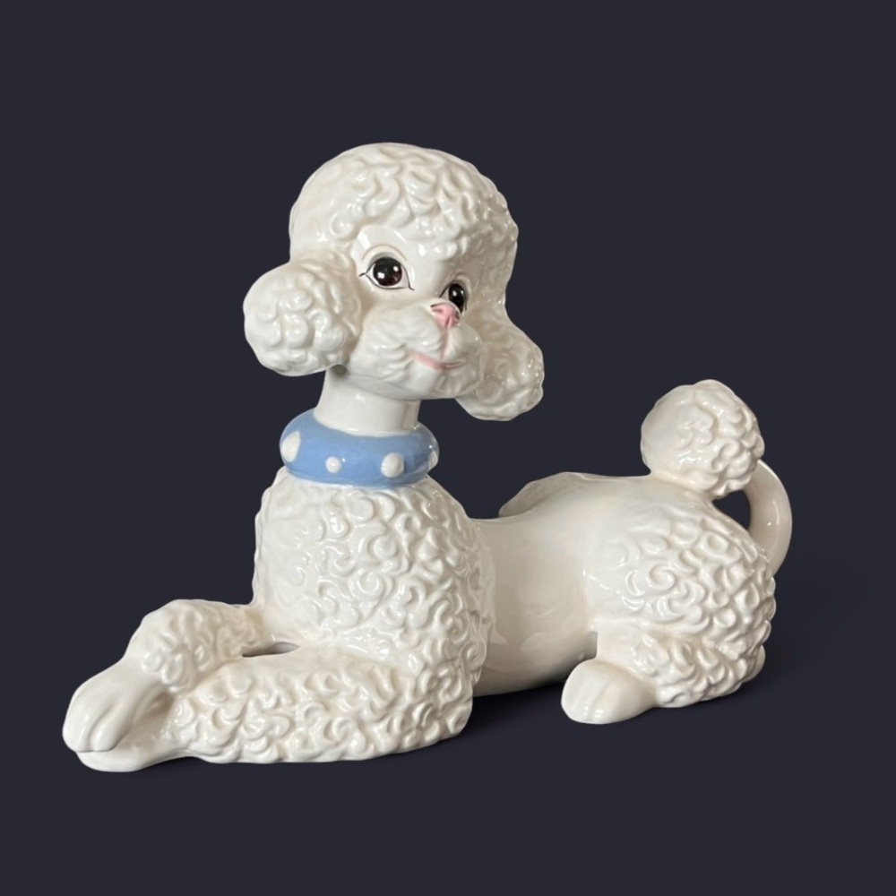 Vintage 50’s 60’s MCM ceramic poodle figurine by Atlantic Molds
